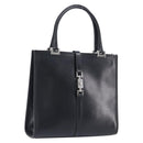 GUCCI Jackie Hand Bag Leather Black Silver 002 1065 Auth 209943V-1