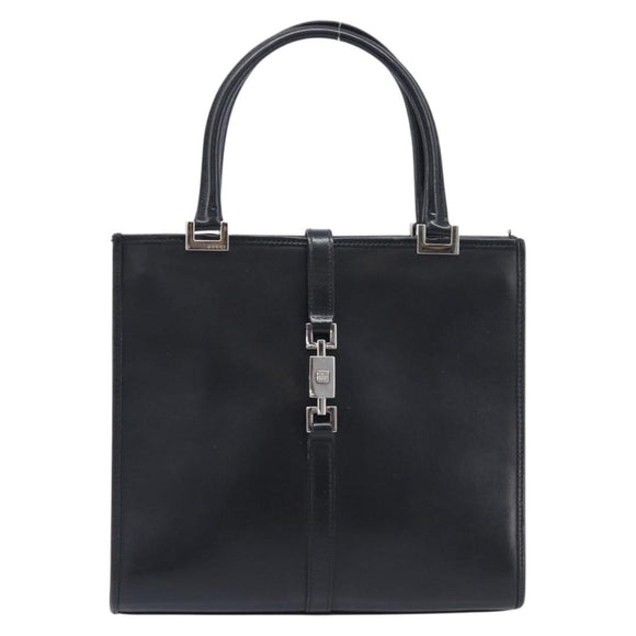 GUCCI Jackie Hand Bag Leather Black Silver 002 1065 Auth 209943V