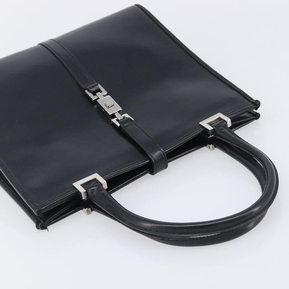 GUCCI Jackie Hand Bag Leather Black Silver 002 1065 Auth 209943V