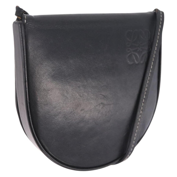 LOEWE Shoulder Pouch Heel Pouch Leather Black Auth 209944