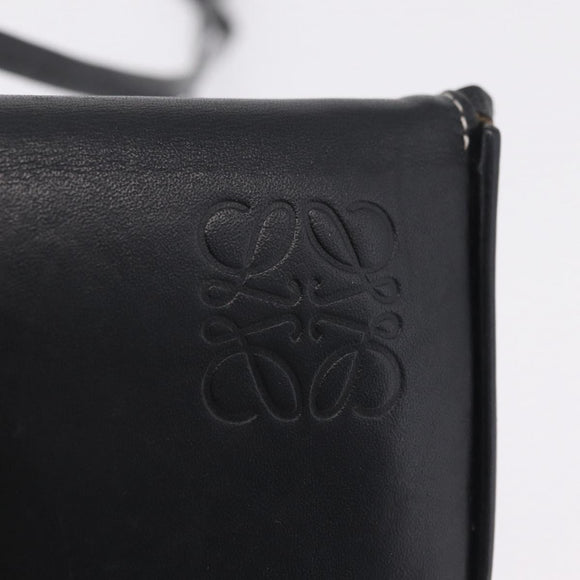 LOEWE Shoulder Pouch Heel Pouch Leather Black Auth 209944