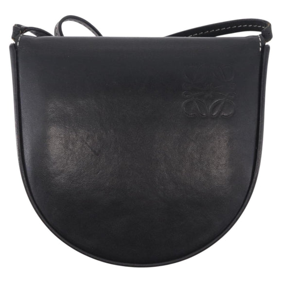 LOEWE Shoulder Pouch Heel Pouch Leather Black Auth 209944