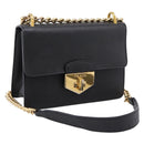 PRADA Chain Shoulder Bag Safiano Leather Black Gold Auth 209945V-1