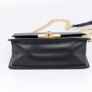 PRADA Chain Shoulder Bag Safiano Leather Black Gold Auth 209945V-10