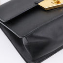 PRADA Chain Shoulder Bag Safiano Leather Black Gold Auth 209945V-16