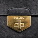 PRADA Chain Shoulder Bag Safiano Leather Black Gold Auth 209945V-19