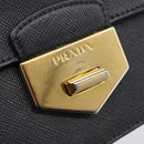 PRADA Chain Shoulder Bag Safiano Leather Black Gold Auth 209945V-21