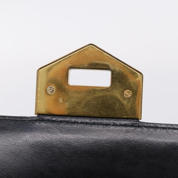 PRADA Chain Shoulder Bag Safiano Leather Black Gold Auth 209945V