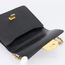 PRADA Chain Shoulder Bag Safiano Leather Black Gold Auth 209945V-22