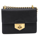 PRADA Chain Shoulder Bag Safiano Leather Black Gold Auth 209945V-2