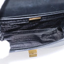 PRADA Chain Shoulder Bag Safiano Leather Black Gold Auth 209945V-21