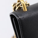 PRADA Chain Shoulder Bag Safiano Leather Black Gold Auth 209945V-9