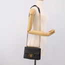 PRADA Chain Shoulder Bag Safiano Leather Black Gold Auth 209945V-27