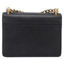 PRADA Chain Shoulder Bag Safiano Leather Black Gold Auth 209945V-2