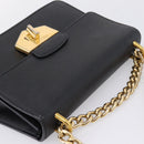 PRADA Chain Shoulder Bag Safiano Leather Black Gold Auth 209945V-6