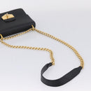 PRADA Chain Shoulder Bag Safiano Leather Black Gold Auth 209945V-7