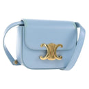 CELINE Triomphe Mini Claude Shoulder Bag Leather Light Blue Auth 209947V-1