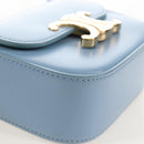 CELINE Triomphe Mini Claude Shoulder Bag Leather Light Blue Auth 209947V-12