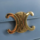 CELINE Triomphe Mini Claude Shoulder Bag Leather Light Blue Auth 209947V-16