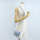 CELINE Triomphe Mini Claude Shoulder Bag Leather Light Blue Auth 209947V-27