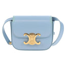 CELINE Triomphe Mini Claude Shoulder Bag Leather Light Blue Auth 209947V-2