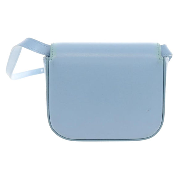 CELINE Triomphe Mini Claude Shoulder Bag Leather Light Blue Auth 209947V
