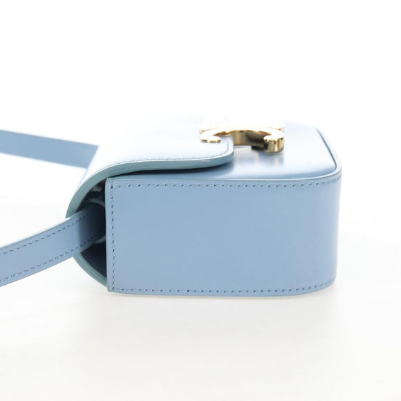 CELINE Triomphe Mini Claude Shoulder Bag Leather Light Blue Auth 209947V