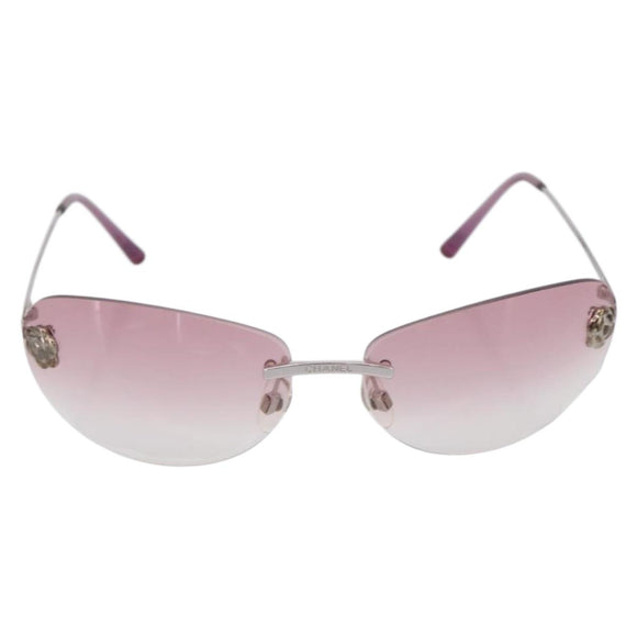 CHANEL Camelia Sunglasses Metal Pink CC Auth 209949V