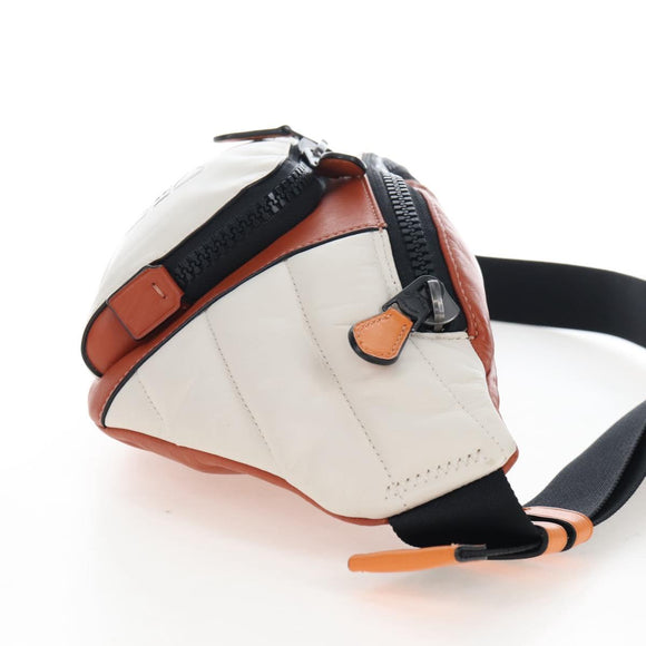 Coach Body Bag Leather Brown White Auth 209957A