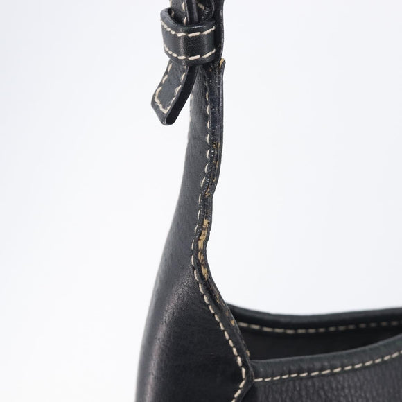 Salvatore Ferragamo Gancini Shoulder Bag Leather Black Gold Auth 209958A
