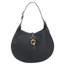 Salvatore Ferragamo Gancini Shoulder Bag Leather Black Gold Auth 209958A-2