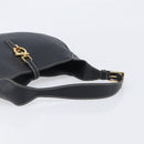 Salvatore Ferragamo Gancini Shoulder Bag Leather Black Gold Auth 209958A-7