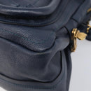 Chloe Paraty Hand Bag Leather 2way Navy Gold Auth 209959V-13