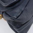 Chloe Paraty Hand Bag Leather 2way Navy Gold Auth 209959V-14