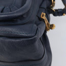 Chloe Paraty Hand Bag Leather 2way Navy Gold Auth 209959V-15