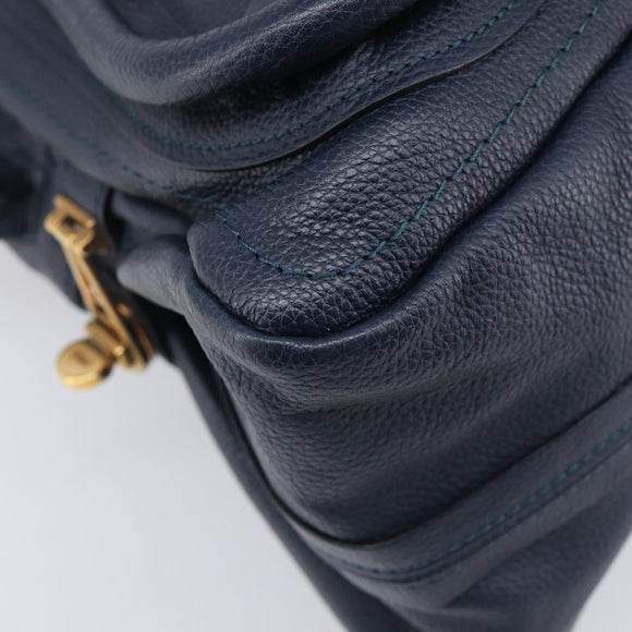 Chloe Paraty Hand Bag Leather 2way Navy Gold Auth 209959V