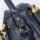 Chloe Paraty Hand Bag Leather 2way Navy Gold Auth 209959V-18