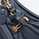 Chloe Paraty Hand Bag Leather 2way Navy Gold Auth 209959V-21