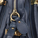 Chloe Paraty Hand Bag Leather 2way Navy Gold Auth 209959V-22