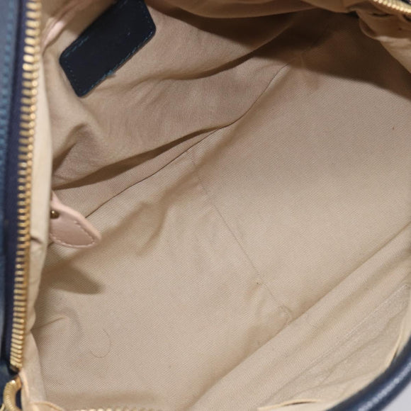 Chloe Paraty Hand Bag Leather 2way Navy Gold Auth 209959V
