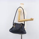 Chloe Paraty Hand Bag Leather 2way Navy Gold Auth 209959V-30