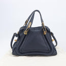 Chloe Paraty Hand Bag Leather 2way Navy Gold Auth 209959V-31