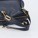 Chloe Paraty Hand Bag Leather 2way Navy Gold Auth 209959V-7