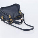 Chloe Paraty Hand Bag Leather 2way Navy Gold Auth 209959V-9