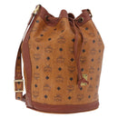 MCM Vicetos Logogram Shoulder Bag PVC Leather Brown Gold Auth 209961-1