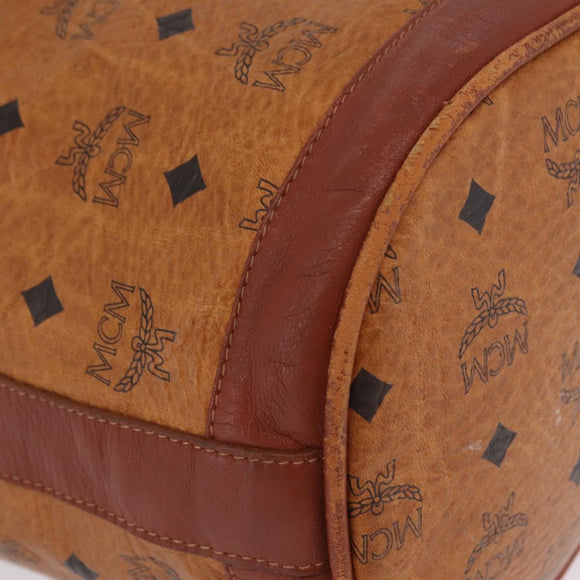 MCM Vicetos Logogram Shoulder Bag PVC Leather Brown Gold Auth 209961