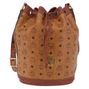 MCM Vicetos Logogram Shoulder Bag PVC Leather Brown Gold Auth 209961-2