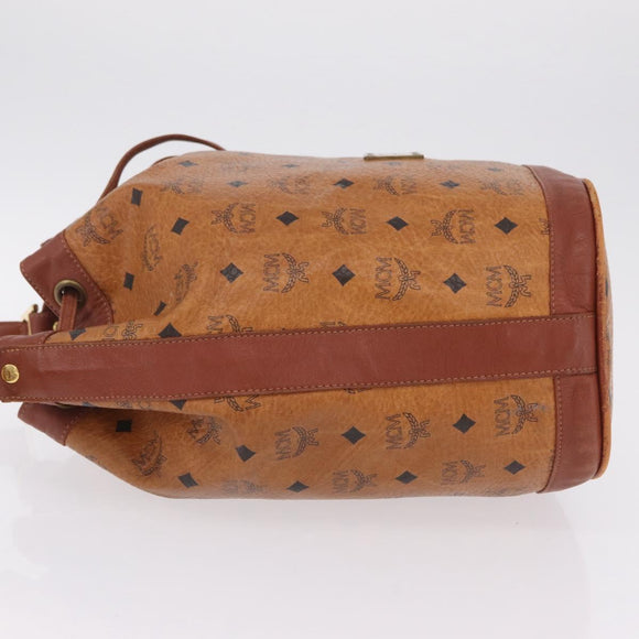 MCM Vicetos Logogram Shoulder Bag PVC Leather Brown Gold Auth 209961