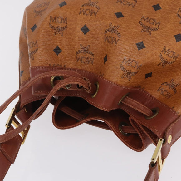 MCM Vicetos Logogram Shoulder Bag PVC Leather Brown Gold Auth 209961