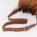 MCM Vicetos Logogram Shoulder Bag PVC Leather Brown Gold Auth 209961-7